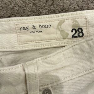 Rag and Bone Off White Straight Leg Jeans - Size 28